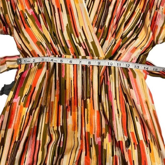 Slate & Willow Women's Striped Elliott Romper Orange Black Green Gold Size Small - Picture 11 of 13